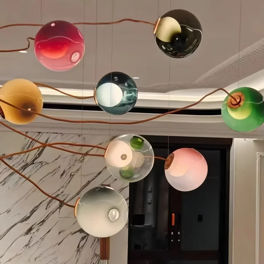 Handmade Glazed Glass Colored Bubble Chandeliers Elegant Lustre Home-applicants LED G9 Dimmable Lightings Suspension 32 Colors