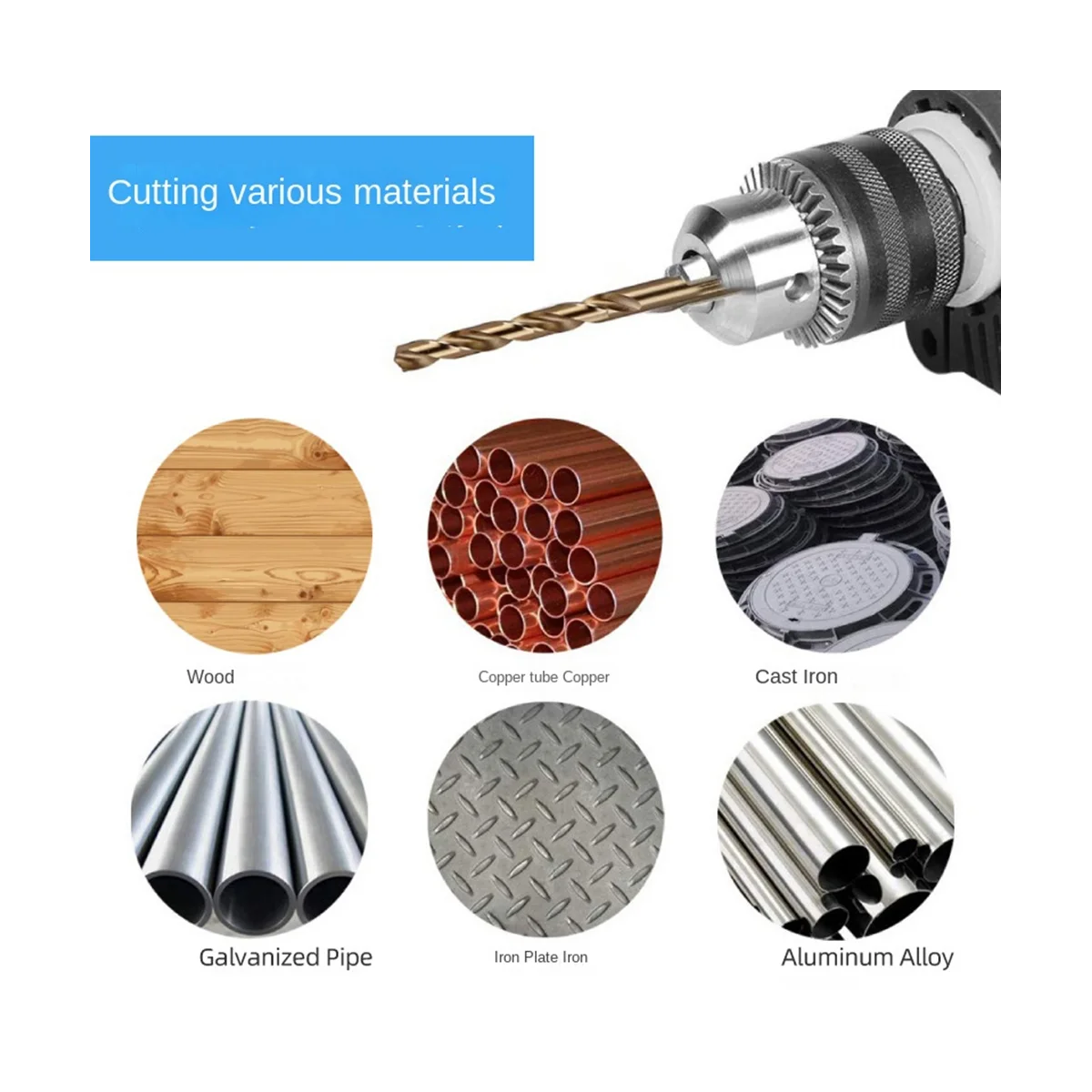 Titanium Coated Drill Bit Masonry HSS Drill Bit Straight Woodworking Twist Drill for Plastic Wood Concrete Brick 130Pc