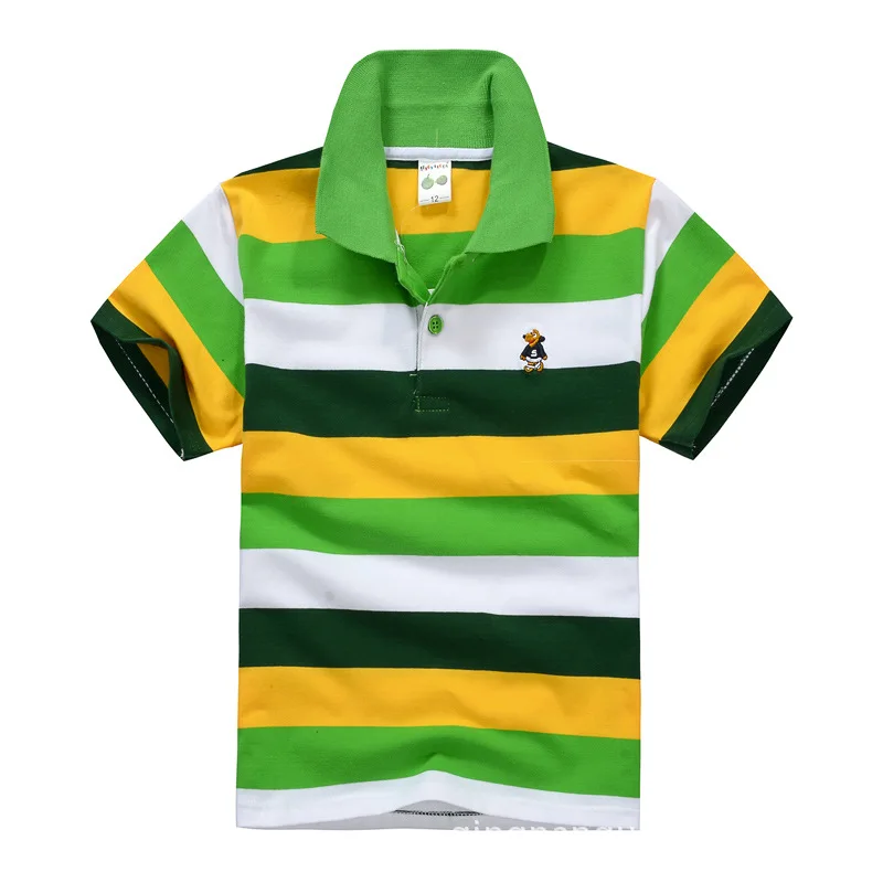 Baby Boy Sports Polo Shirts Summer Short Sleeve Shirt Teenagers Boys Chemise Cotton Stripes Camisa Polo Kids Costume 3-14 Years