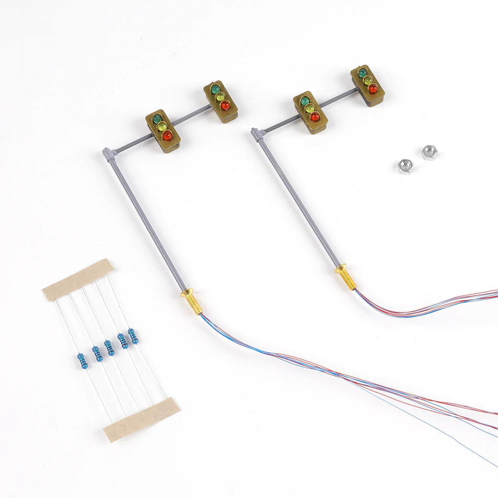 N 체중계 도로 교차로 보행용 LED 신호등 모델, 철도 열차 레이아웃 액세서리, 2 개