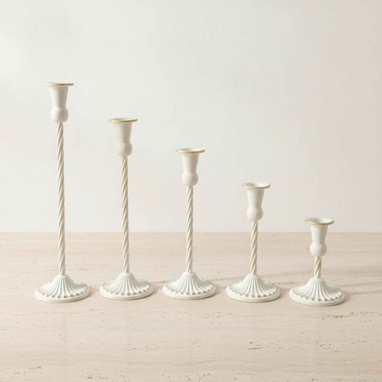 5 Pieces Candlestick Holder with Twisted Stem Vintage Taper Candle Holder with Round Base Slim Sturdy for Home Decorators