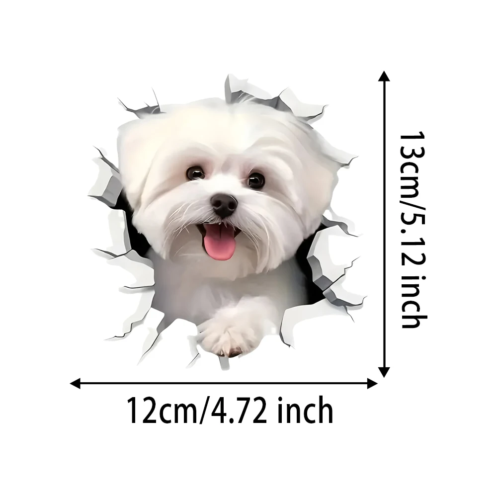 12x13cm Cute White Maltese Dog Waterproof Vinyl Car Decals For Window Bumper Exterior Scratch Block Decor Accessories - view 6