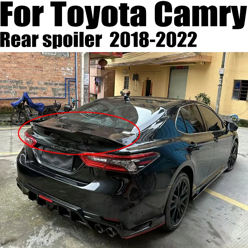 

High Quality ABS Spoiler For Toyota Camry 2018 2019 2020 2021 2022 Rear Wing Glossy Black Or Carbon Fiber Look Car Body Kit