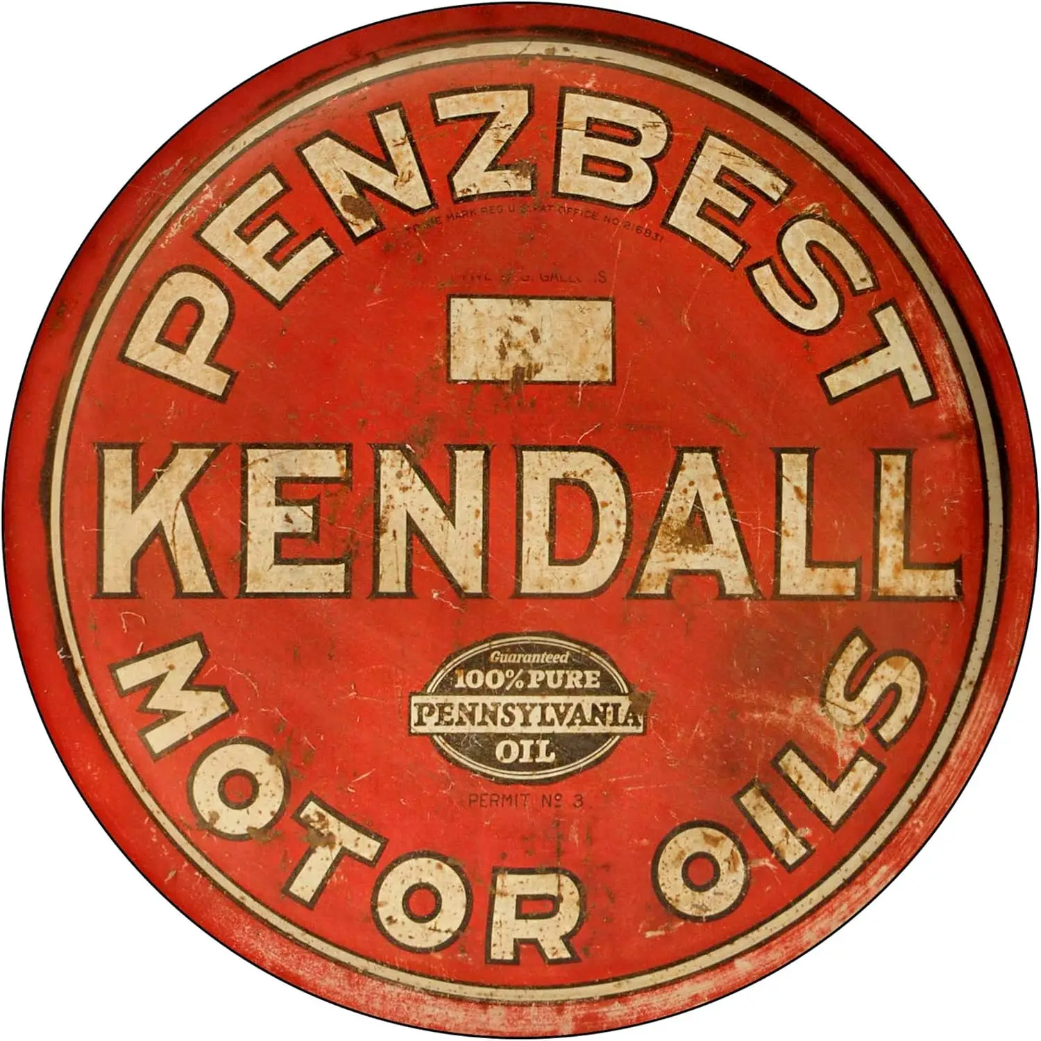 Vintage Gas Sign Reproduction Vintage Metal Signs Round Metal Tin Sign For Garage And Home 8 Inch Diameter – Penzbest Kendall Mo