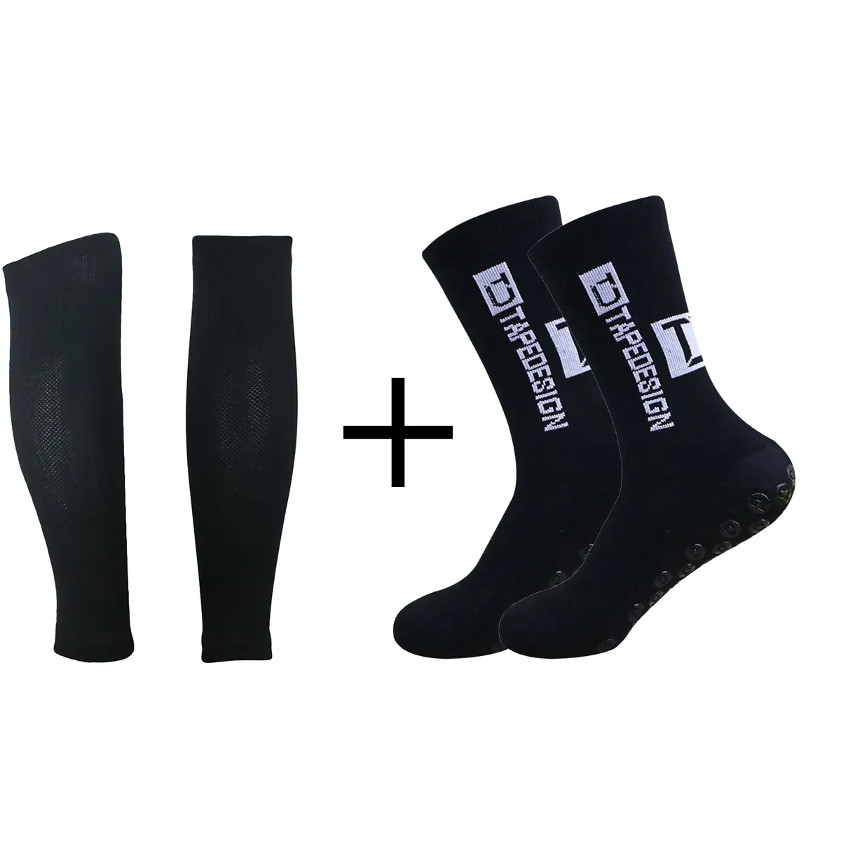 Conjunto de 2 pares de calcetines de fútbol antideslizantes y rodilleras, mangas hasta la pantorrilla, calcetines deportivos para hombres y mujeres, calcetines transpirables con agarre para fútbol y baloncesto