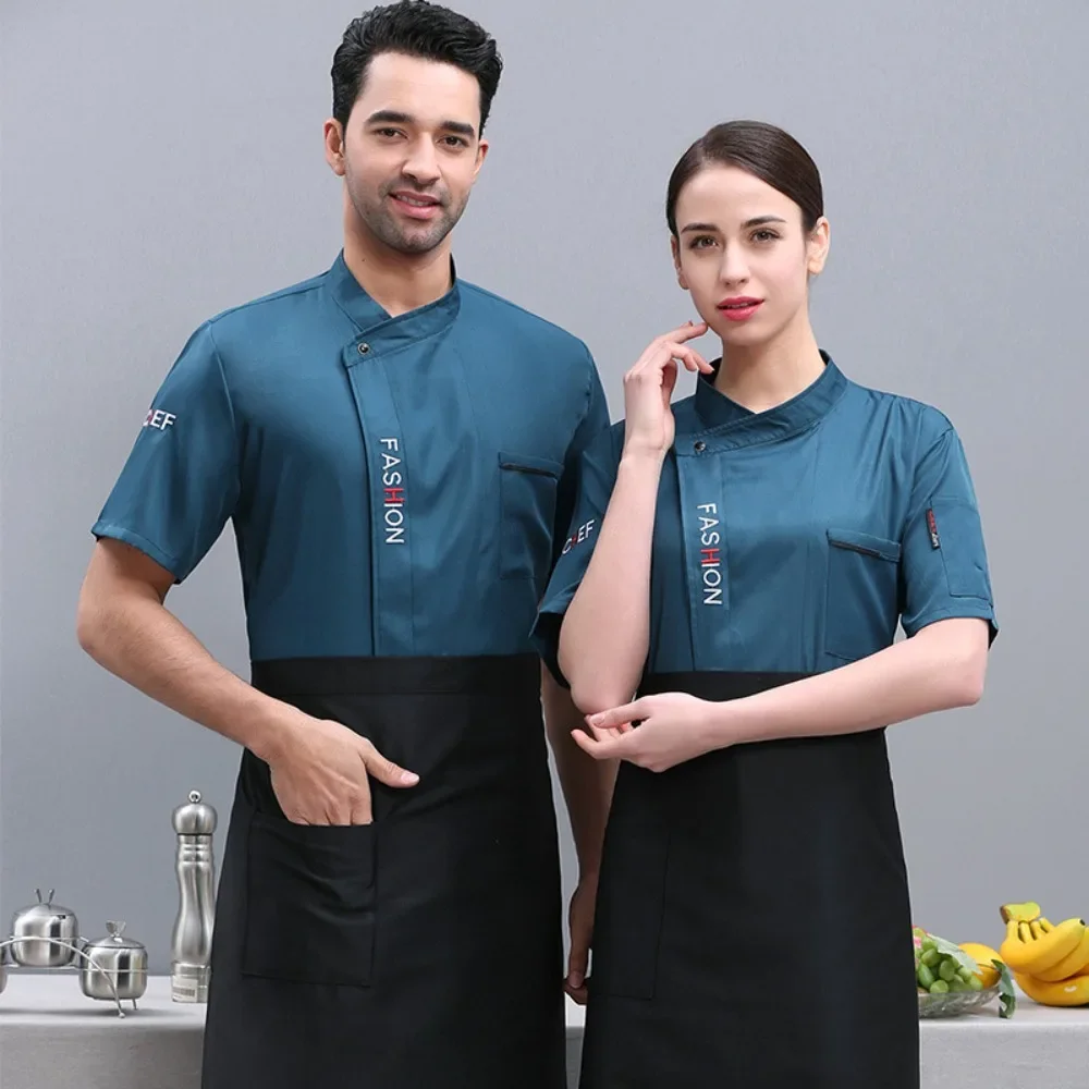 Chef Suits Short-sleeved Men's Summer Clothes Breathable Chef Work Clothes Kitchen Clothes Restaurant Restaurant Catering
