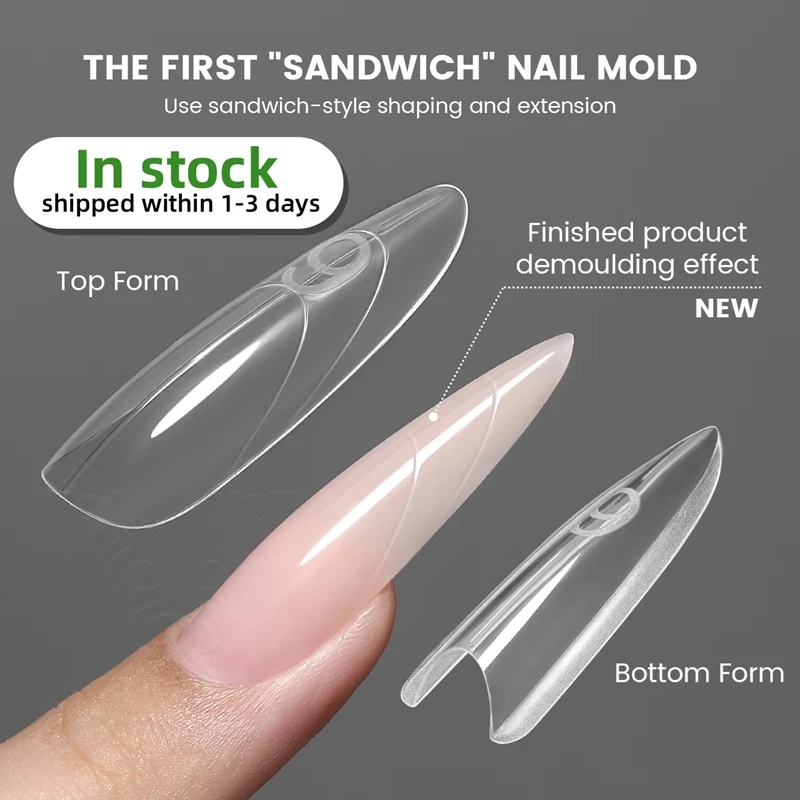 240pcs Nail Forms 15 Sizes Dual Forms Set for Coffin Almond Nail Extensions Top Bottom Mold Professional Nail Art Tool Kit New