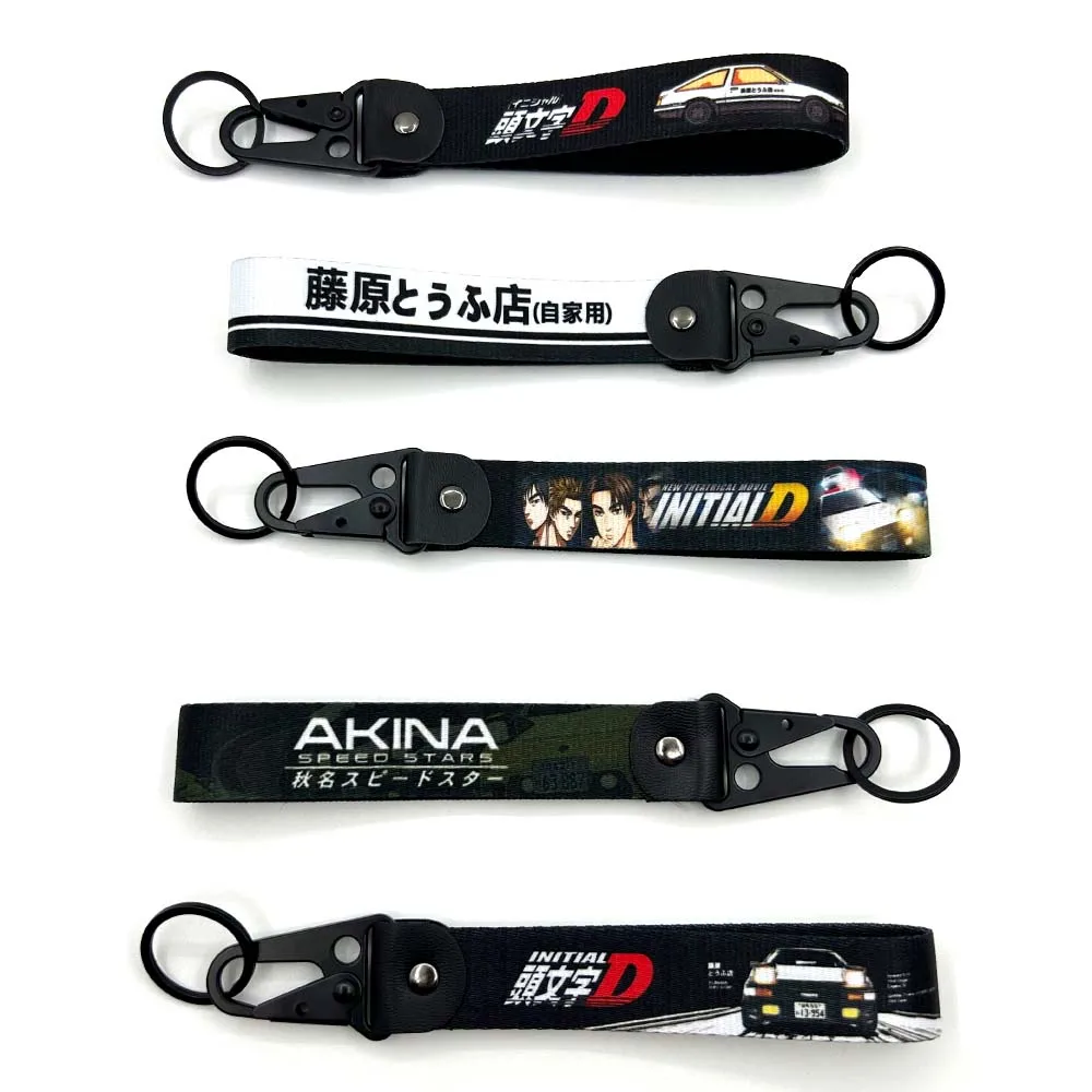 JDM Keyring Tags Initial D Fujiwara Tofu Shop Nylon Wrist key Strap keychain Auto Key Spring Clip Lanyard AE86 Auto Accessories