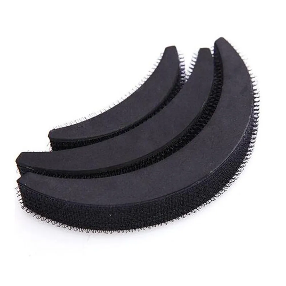 3Pcs Hair Fringe Stickers No-Metal Elastics Crescent Hair Pad Tool Black Styling Bangs Clip Accessories