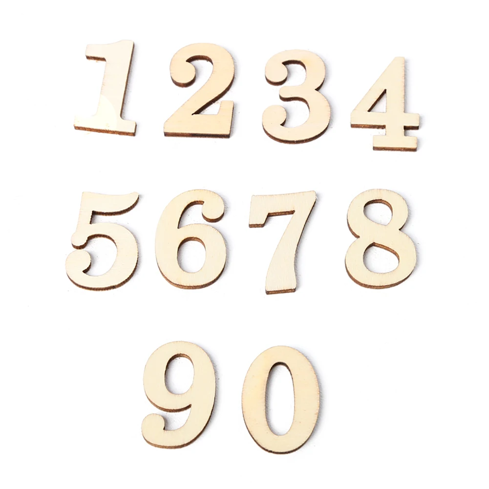 10pcs Rustic Wooden Digital Number DIY Handcraft Table Scatter Home Decoration