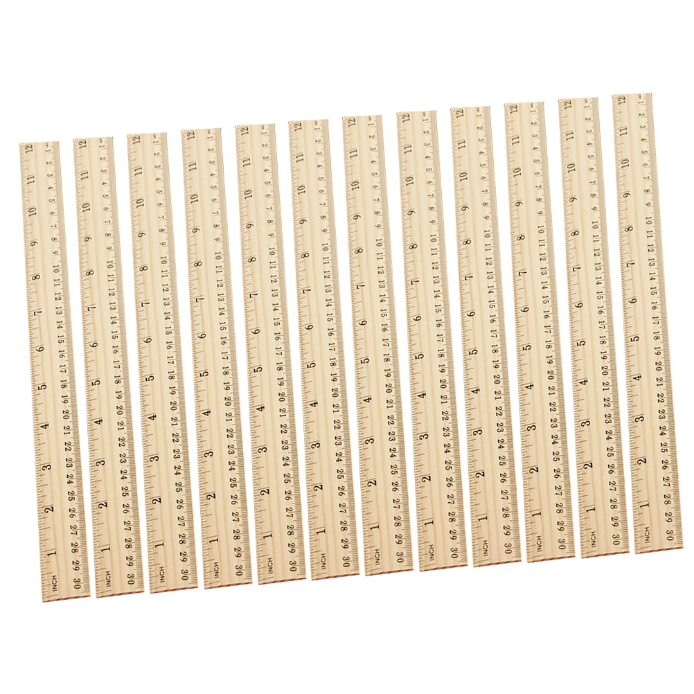 20 Pcs Wooden Ruler Rulers Metric for Office Straight Edges Drawing Small Measuring Learning Scale Measure Supplies