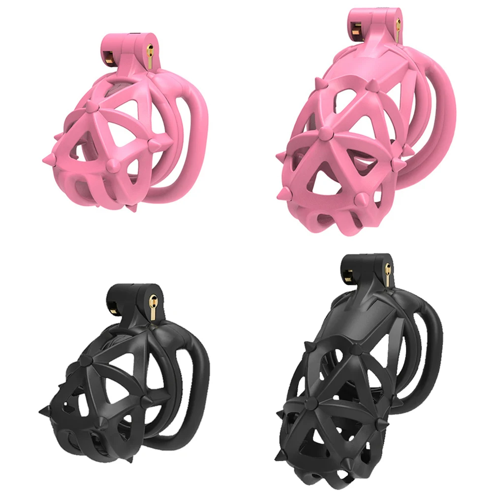 

Pink Male Penis Chastity Cage Set Mini Small Bird Chastity Cage With 4 Size Cock Ring Penis Lock Bondage Slave Man Sex Toy