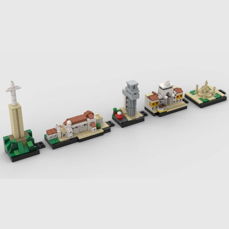 스트리트 뷰 모델 MOC 빌딩 블록 리스본 건축 스카이라인 모듈형 기술 어린이 휴일 선물 조립 장난감 세트