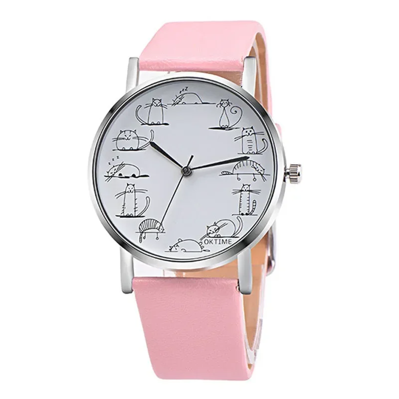 Reloj de pulsera de cuarzo Para Mujer, cronógrafo de esfera grande, redondo, informal, a la moda, Para estudiantes