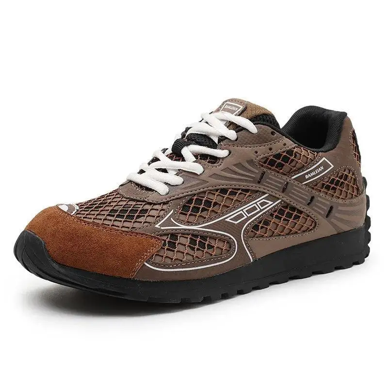 

High Quality Genuine Leather Flat Bottom Casual Running Shoes Fashion Round Head Model Comfortable Breathable Couple Shoes