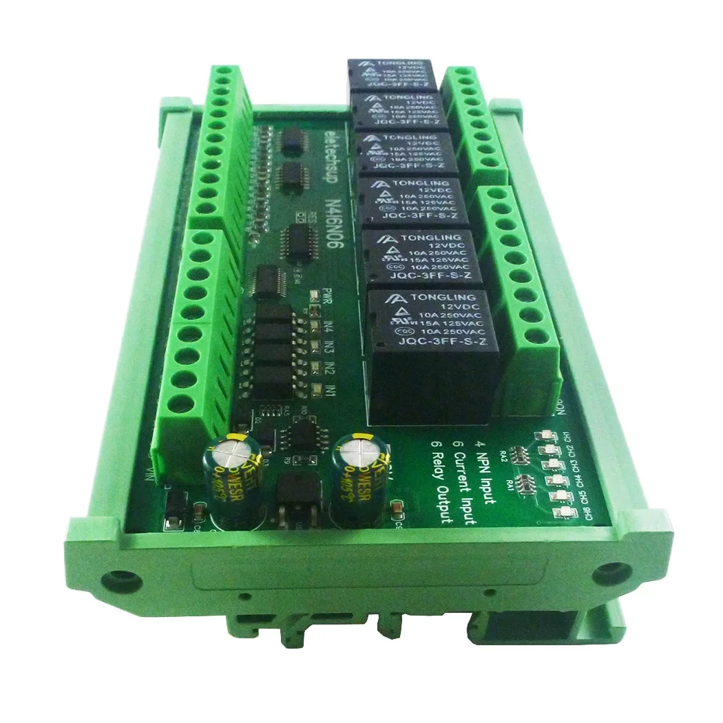 N4I6N06 digital & analog Mixed remote IO module 6CH 4-20MA AI & 4CH NPN DI & 6CH 10A Relay for Motor LED Solar battery