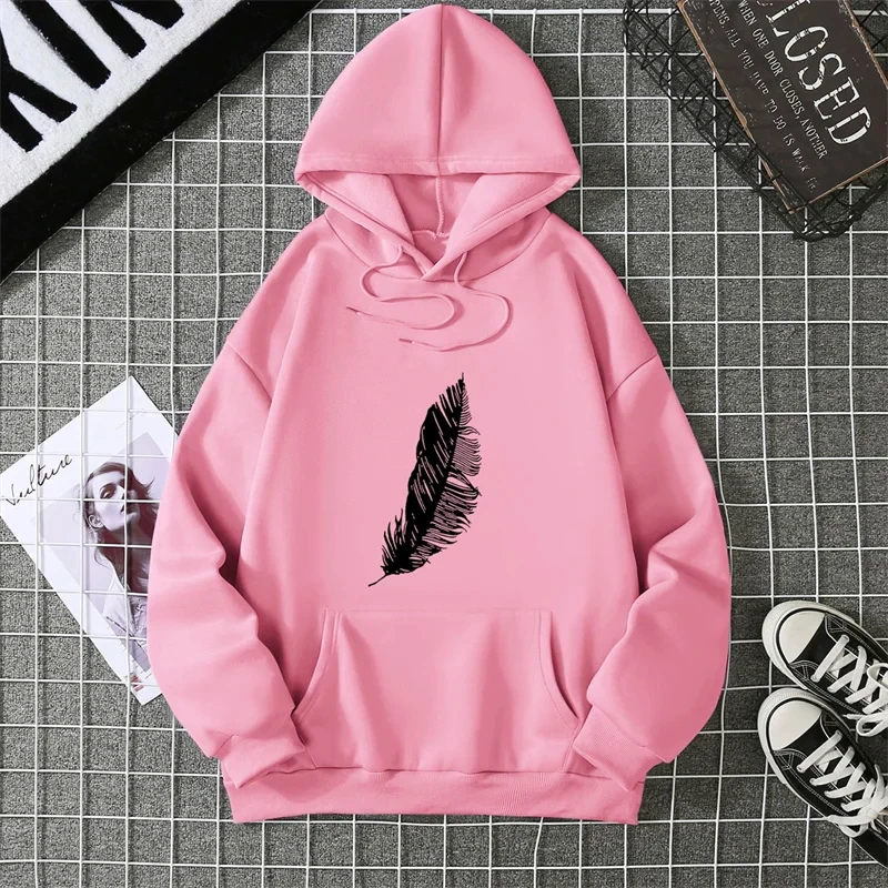 2025 Otoño Invierno Unisex estampado de hojas Sudadera con capucha pareja a juego de manga larga estilo callejero moda mujer Top con capucha