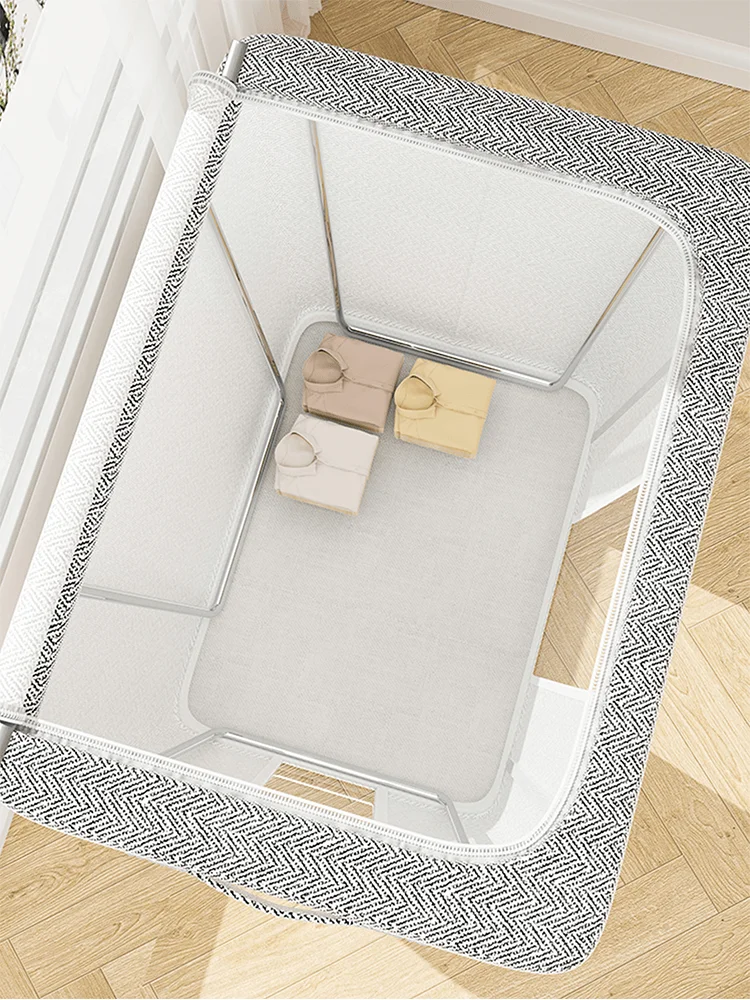 1PC Non woven gray arrow storage box with internal support, thick steel frame, suitable for long-term storage at home