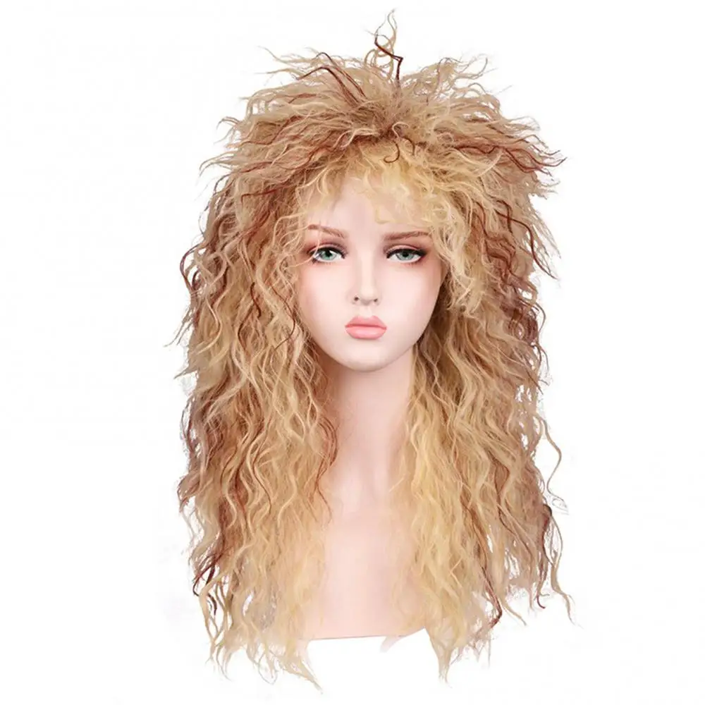 

Hair Wigs Cosplay Curly Wig Black 70s 80s Halloween Costumes Rocking Dude Synthetic Punk Metal Rocker Disco Mullet