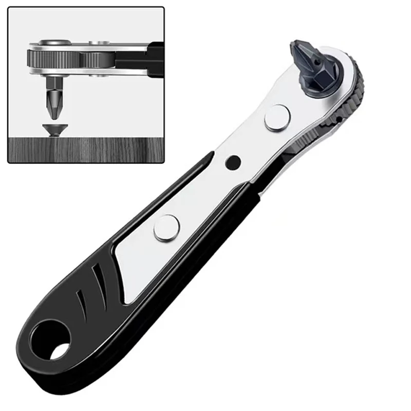 

1pcs Right Angle Ratchet Wrench Screwdriver Socket Nut Set Metric Screw Driver Bit 1/4 Hexagon Handle Drive Torx Hand Tool Black