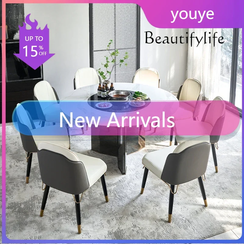 N36 A Slate Dining Table Modern Simple Home Designer Multifunctional With Warm Dish Round Dining Table And Chair Combination
