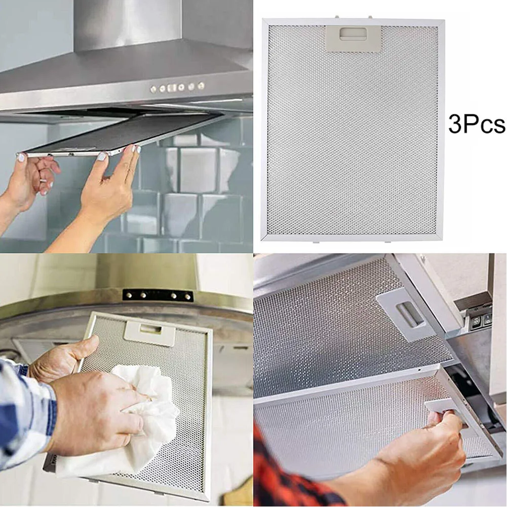 3PCS Aluminum Vent Filter For Cooker Hood Compatible With FHEE229SC9S FHEE26A9S OR908CXA CP750SS D6900HASS2 FHEE61B6S