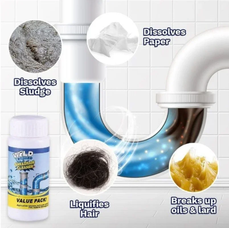 3/5pcs 110g Strong Drain Cleaners Pipe Dredging Agent Kitchen Water Pipe Sewer Dredge Fast Drain Cleaner Toilet Cleaning Tool
