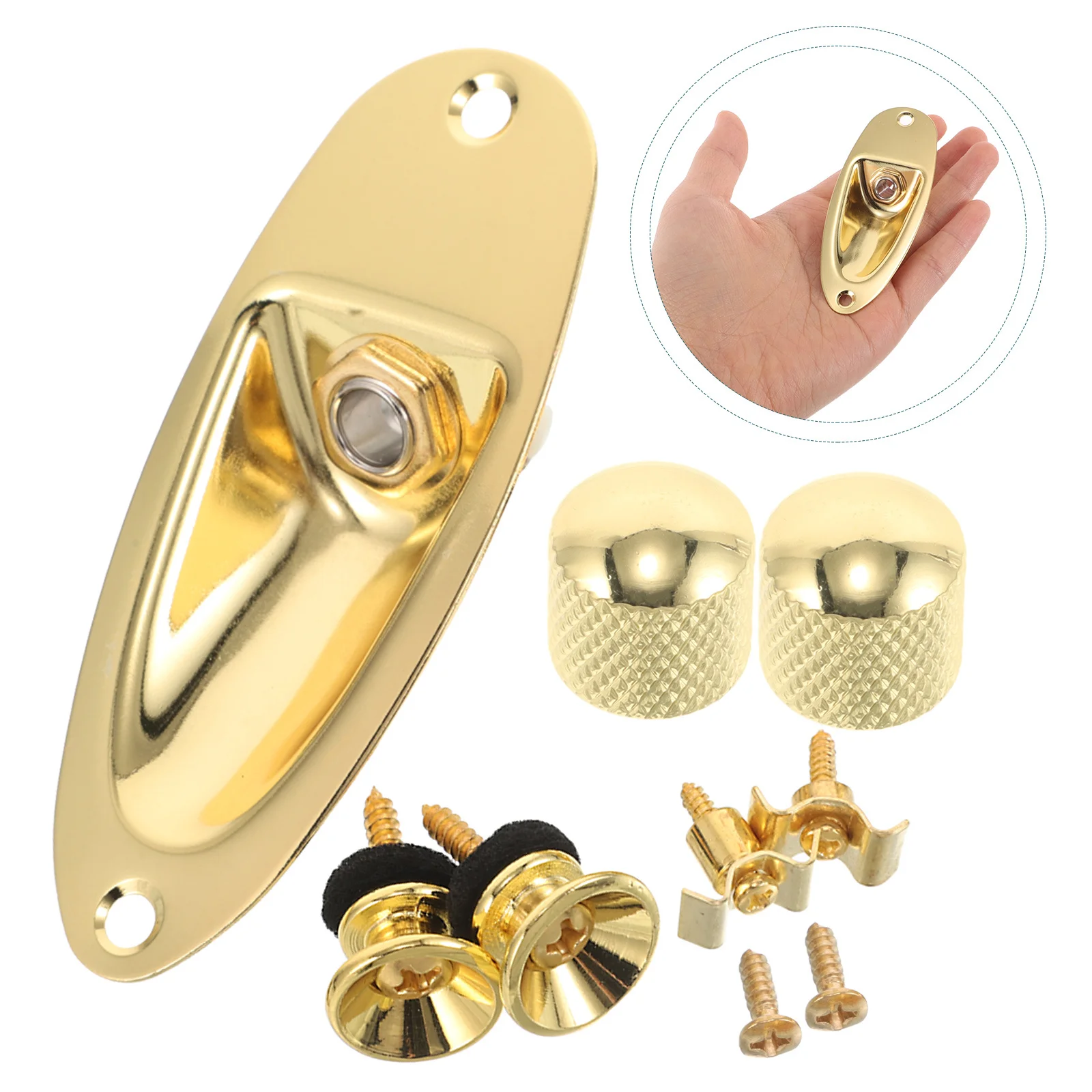 

Guitar Accessories Kit Electric Guitar Strap Buttons Endpin Jack Socket Plate Volume Knobs String Retainers Replacement