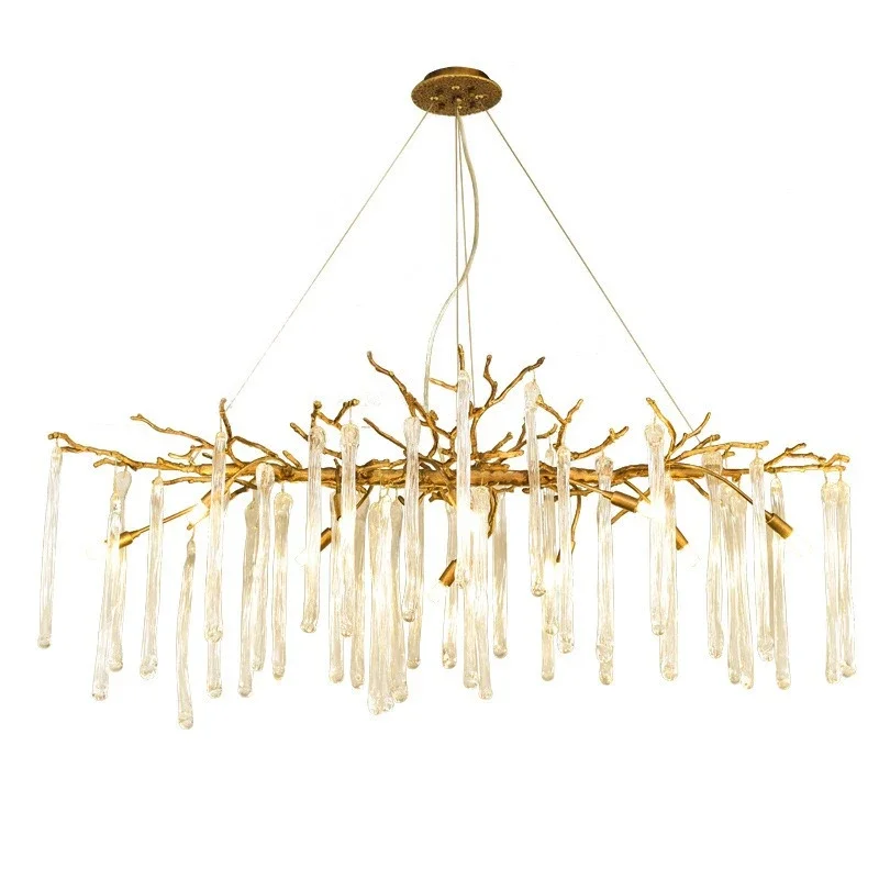 

Light luxury living room crystal chandelier post-modern restaurant