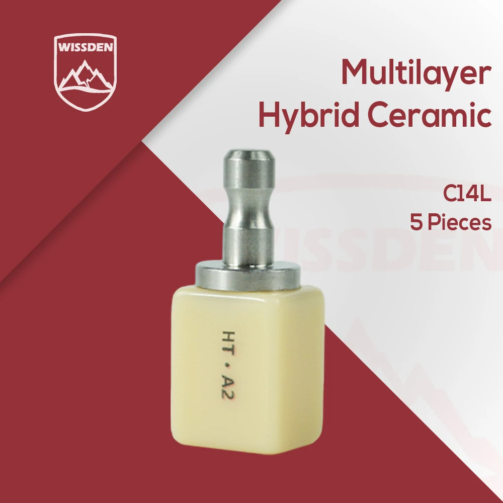 

5 pieces C14L (14.4*14.4*18mm)- Multilayer Hybrid ceramic HT/LT for Dental Lab CAD/CAM