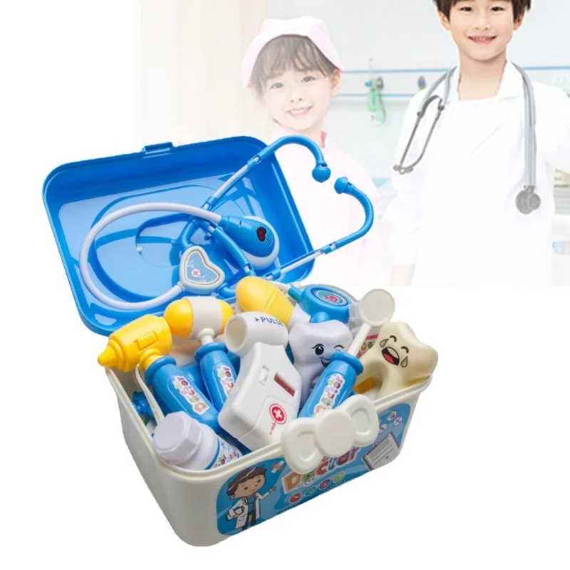 33Pcs Kids Doctor Kit Blue Safe Durable Plastic Play With Imagination Kids Doctor Playset For Home School Education