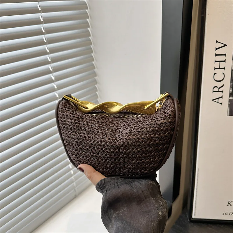 

​ ​ Новинка 2023 года, женская большая сумка из соломенной ткани, многосторонняя пляжная сумка на плечо, регулируемый ремень для отдыха, курорт ​ Сумки для рук для женщин