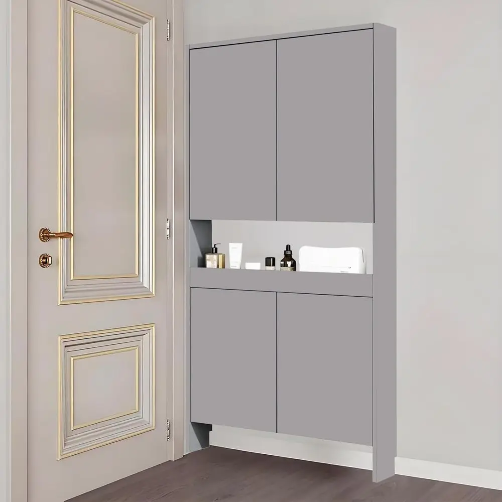 

Space-Saving Door-Mounted 5-Shelf Bookcase for Living Room, Bedroom, or Kids' Room with Hidden Storage