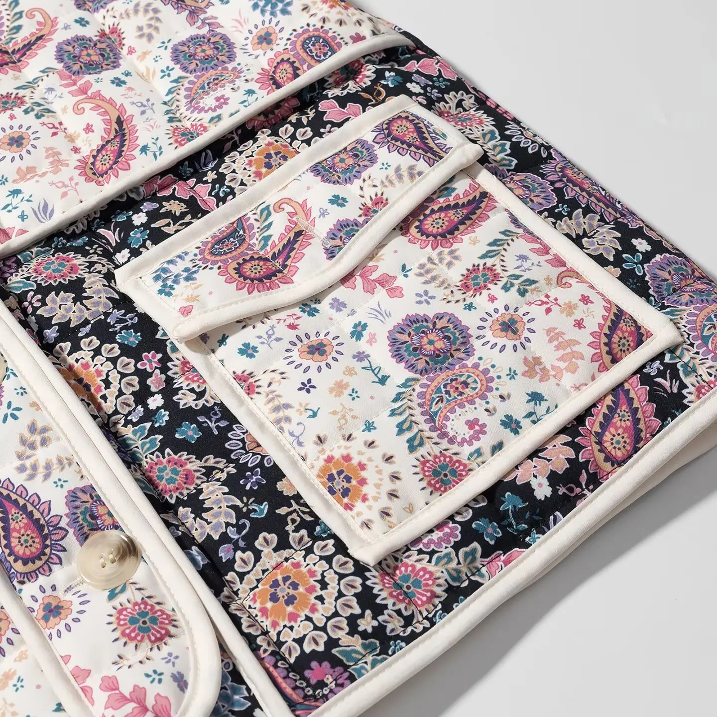 DiYiG WOMAN 2025 خريف موضة جديدة الوقوف طوق خياطة الصدر الأزهار طويلة الأكمام القطن وسادة مبطنة معطف ملابس خارجية Mujer