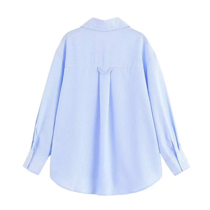 YENKYE 2025 Dames gestreept shirt Modieus en veelzijdig herfstblouse met lange mouwen, streetwear losse damesoverhemden