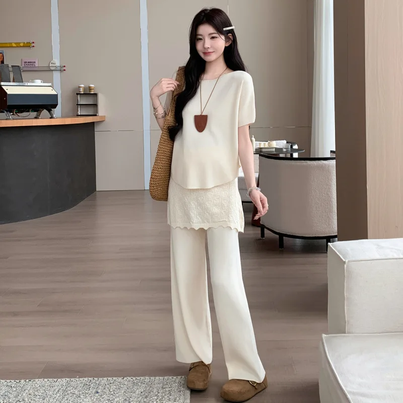 completo-premaman-estivo-minimalista-casual-alla-moda-con-camicia-tinta-unita-e-pantaloni-a-gamba-larga-patchwork-per-donne-in-gravidanza-2026