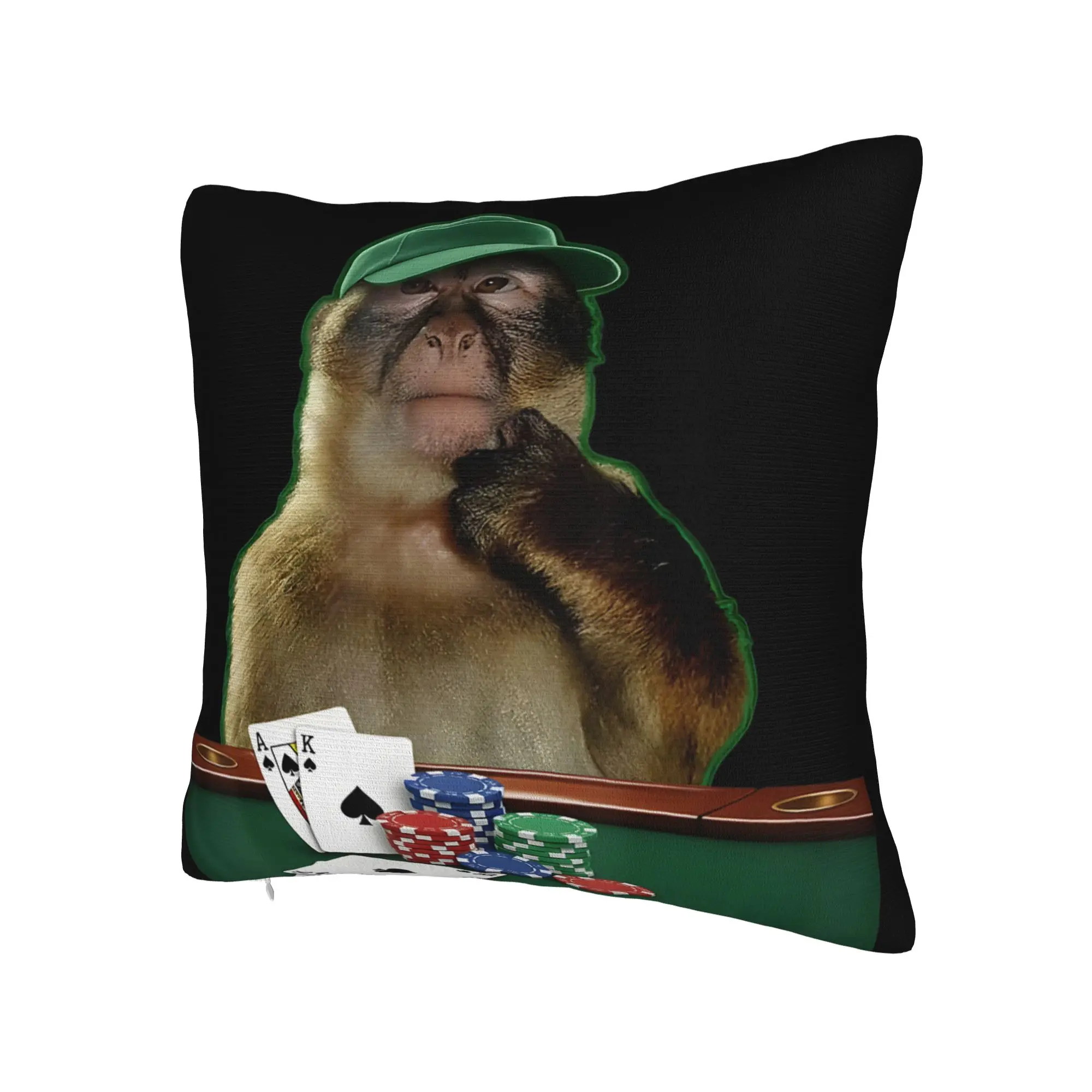 Thinking Monkey Meme  Pillow Cover Merch Printed Cushion Cover Decoration  Throw Pillow Case Cover Car Multiple Sizes