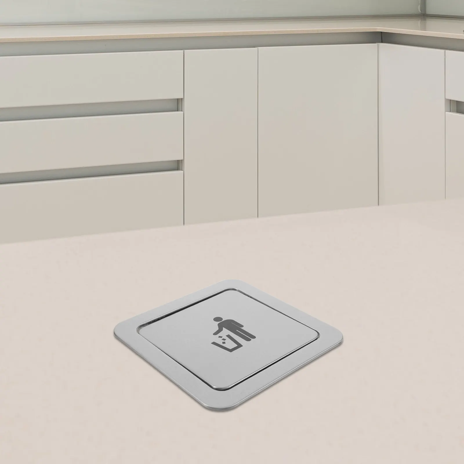 

Recessed Stainless Steel Trash Grommet Cover for Kitchen 19-21Cm Countertop Embedded Bin Lid Swing Flap Waste Chute