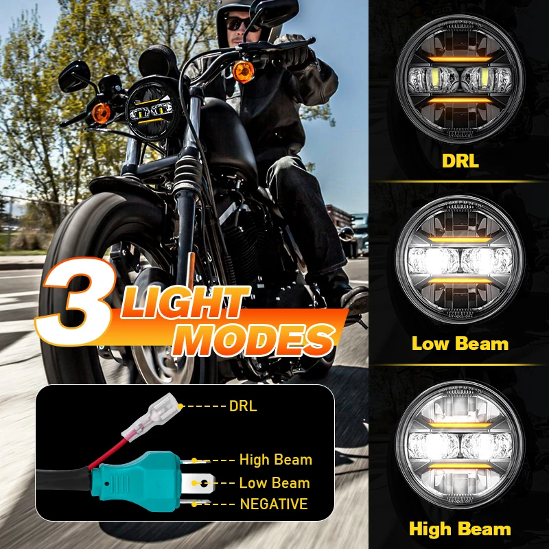 Universal Car Motorcycle 5.75 Inch LED Headlight With DRL For BMW 325i  Harley Indian Scout Honda Yamaha V-Star Triumph Headlamp