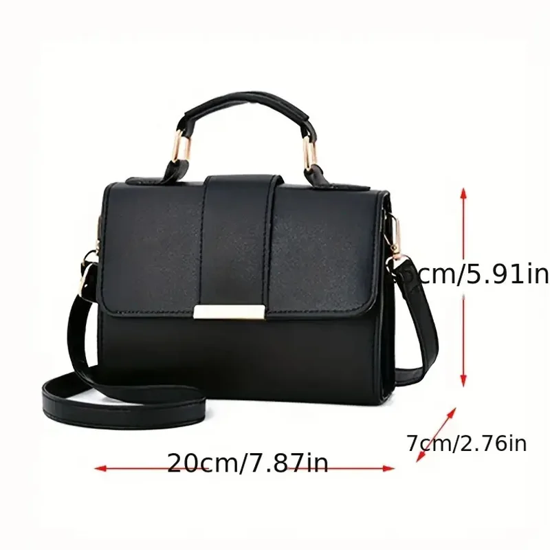 Simple Design Small Top-handle Bags For Women, Pu Leather Casual Square Crossbody Shoulder Bag For Daily Used