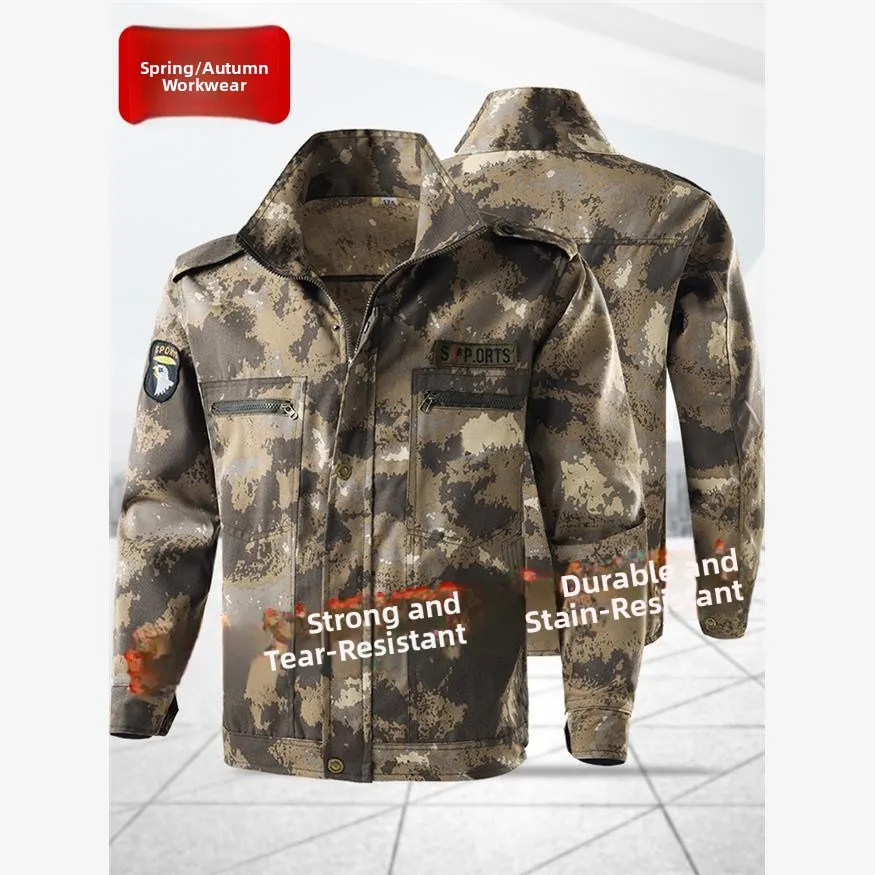 Men's Camouflage Jacket Loose Long Sleeve Workwear Spring Autumn Construction Site Maintenance Labor Protection Clothing