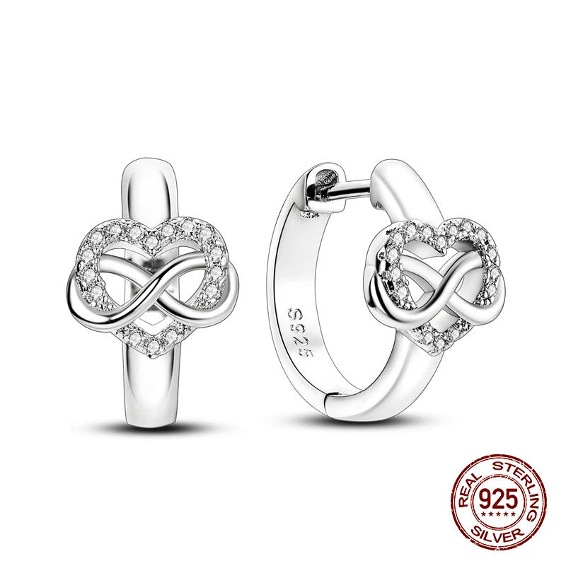 Original 925 Sterling Silver Hoop Earrings, Luxury Design