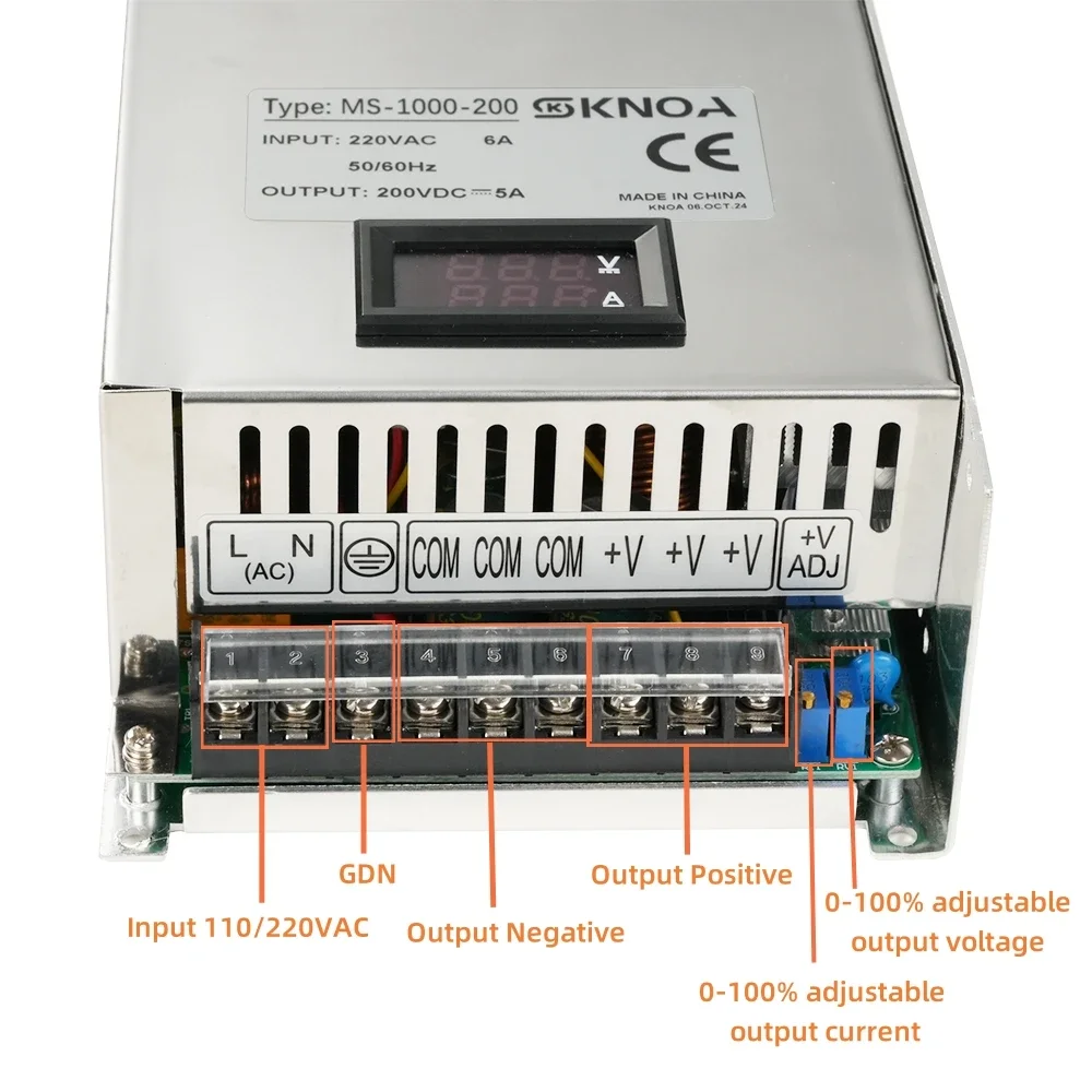 Adjustable 1000W Power Supply 0-12V 15V 24V 36V 48V 60V 72V 85V 90V 110V 150V 200V 110/220V Digital display power Ac To Dc Smps