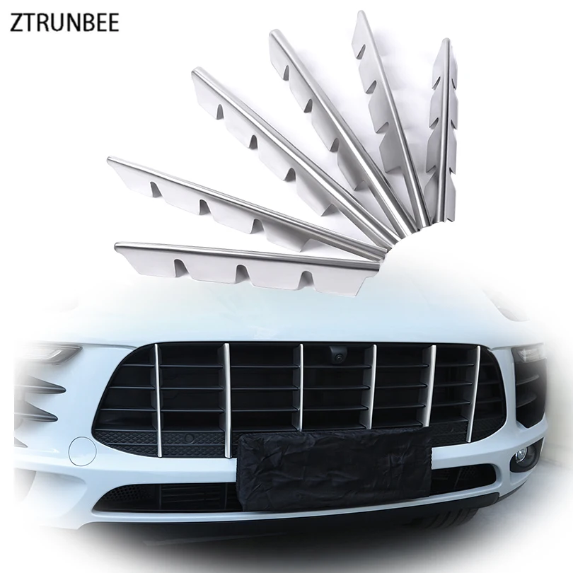 

Matte Stainless Steel Front Grill Mesh Grille Molding Trim Cover Garnish Strip Accessories for Porsche Macan 2015 2016 2017 2018