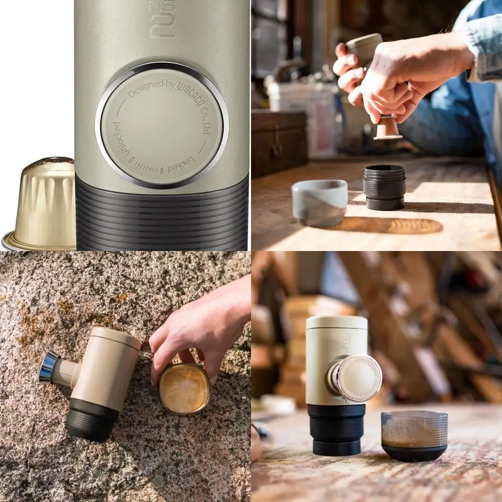 

Portable Manual Espresso Maker, Compatible with Original Capsules, 18 Bar Pressure, Ideal for Travel and Camping