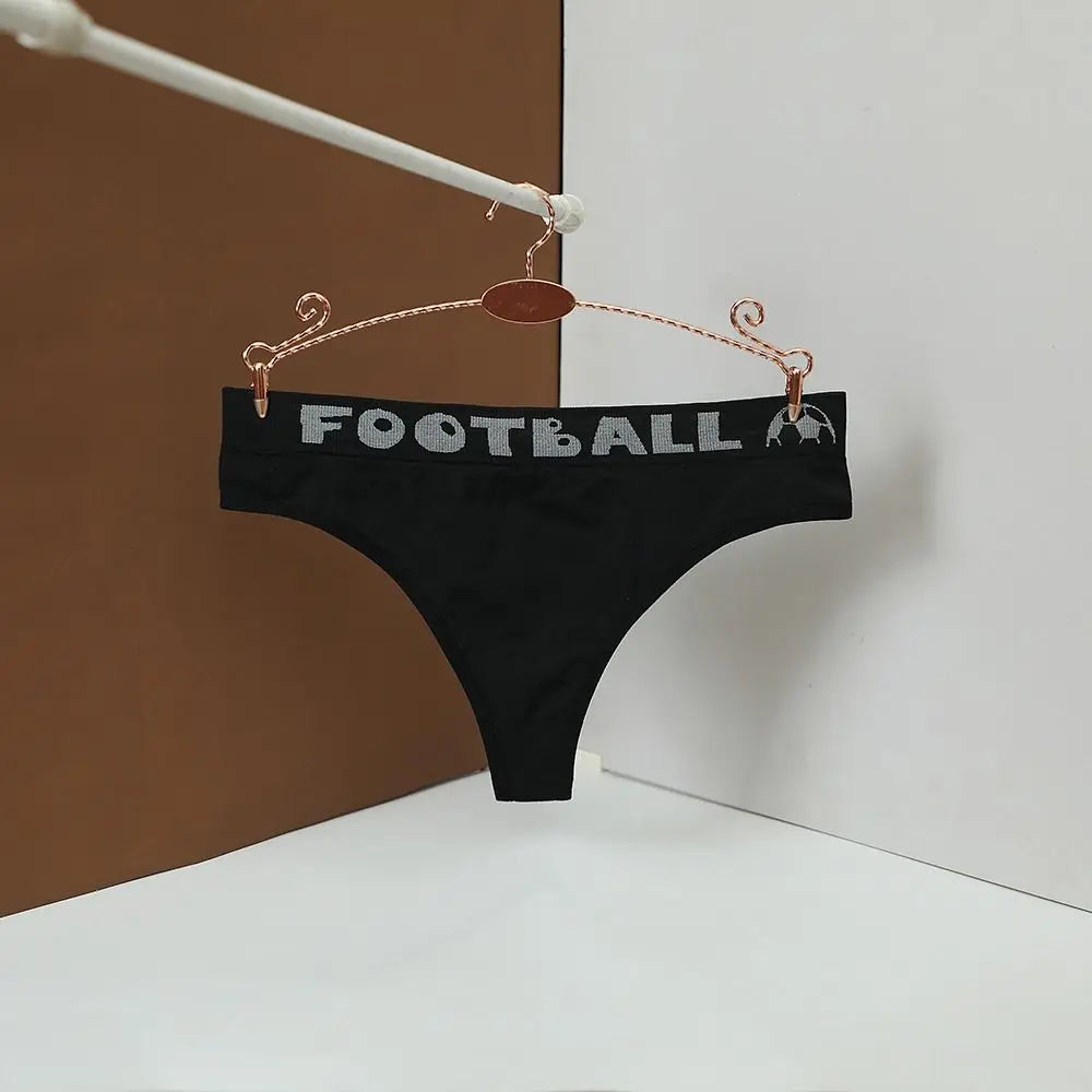 Football Letter Solid Color Seamless Thong Women Comfortable Panties Middle Waist Panties Sport Underwear Female Lingerie