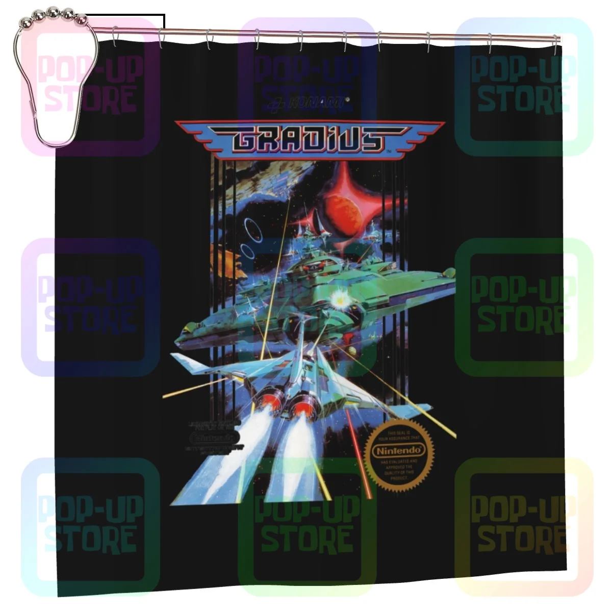 Gradius Nes Video Game Box Art Shower Curtain Bathroom Curtain Fashion Bath Decor Waterproof Fabric