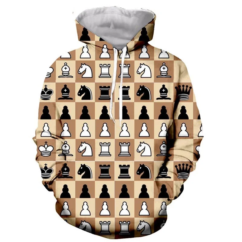 

Fashion Chess Pattern Hoodies Trend Streetwear Long Sleeve Funny Board Games 3D Printed Pullovers Casual Harajuku Loose Hoodie