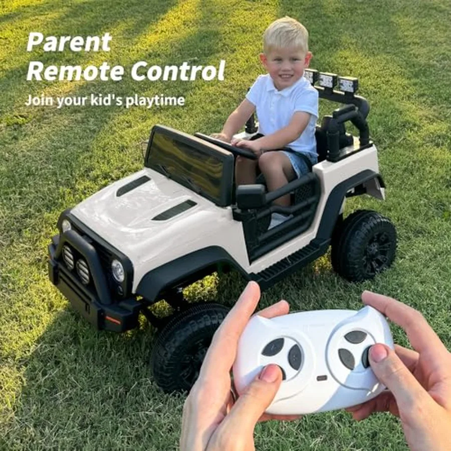 Passeio no carro de brinquedo 12V carro elétrico para com luz LED de controle remoto - branco