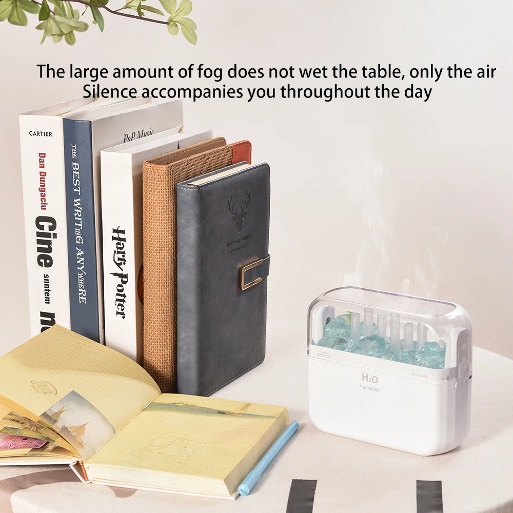 350 مللي USB شحن الهواء المرطب بالموجات فوق الصوتية زيت عطري الناشر مع بركان مصباح متوهج على شكل شعلة مرطب ضباب صغير محمول